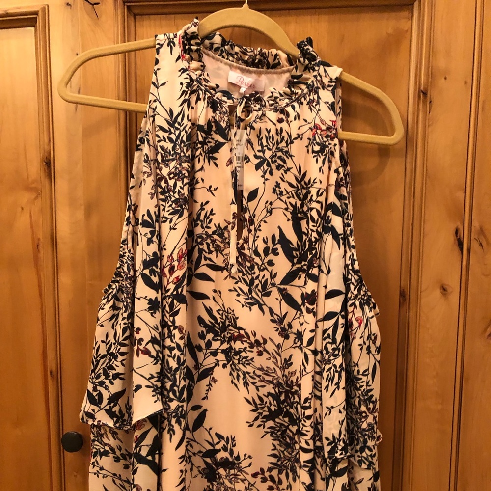 Blush floral pattern trapeze dress